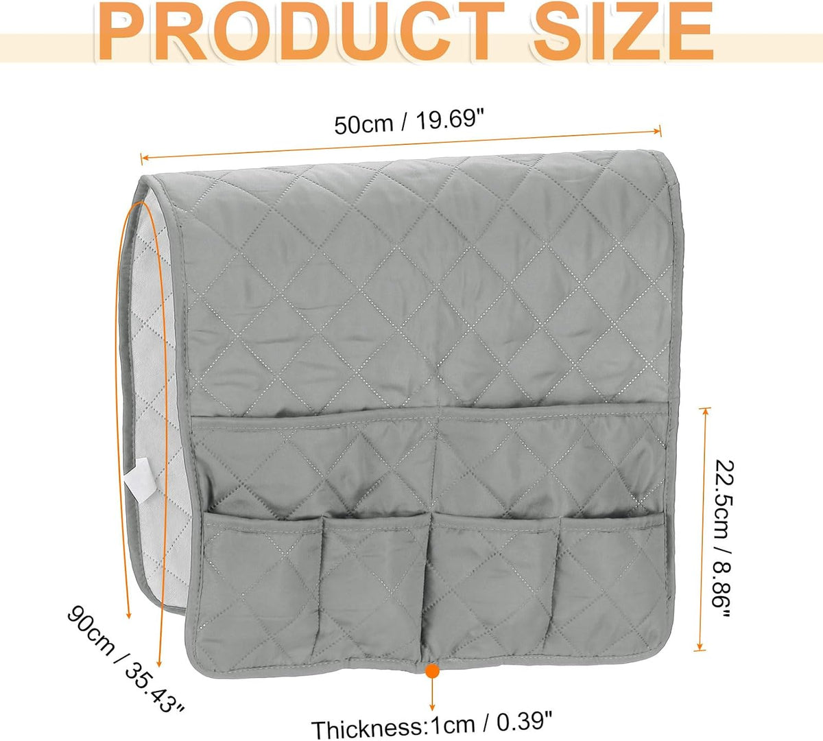 uxcell Couch Sofa Armrest Organizer Non-Slip Chair Arm Recliner Remote Control Organizer with 6 Pockets for Books, Magazines, Tablet, Phone, Plaid Gray