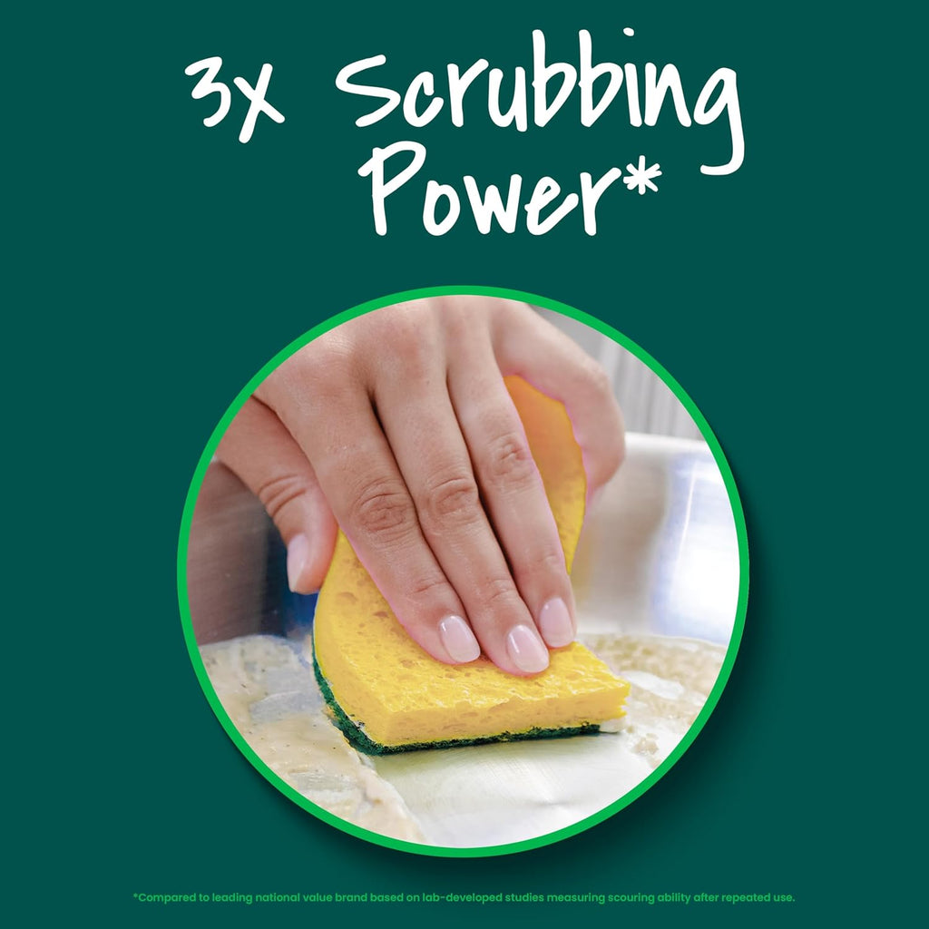 Scotch-Brite Heavy Duty Scrub Sponge, 45 Kitchen Sponges Designed for Tough Messes in The Kitchen that Last 3X Longer*, Best for Cast Iron Skillets and Outdoor Grills, Flexible, Durable, and Strong