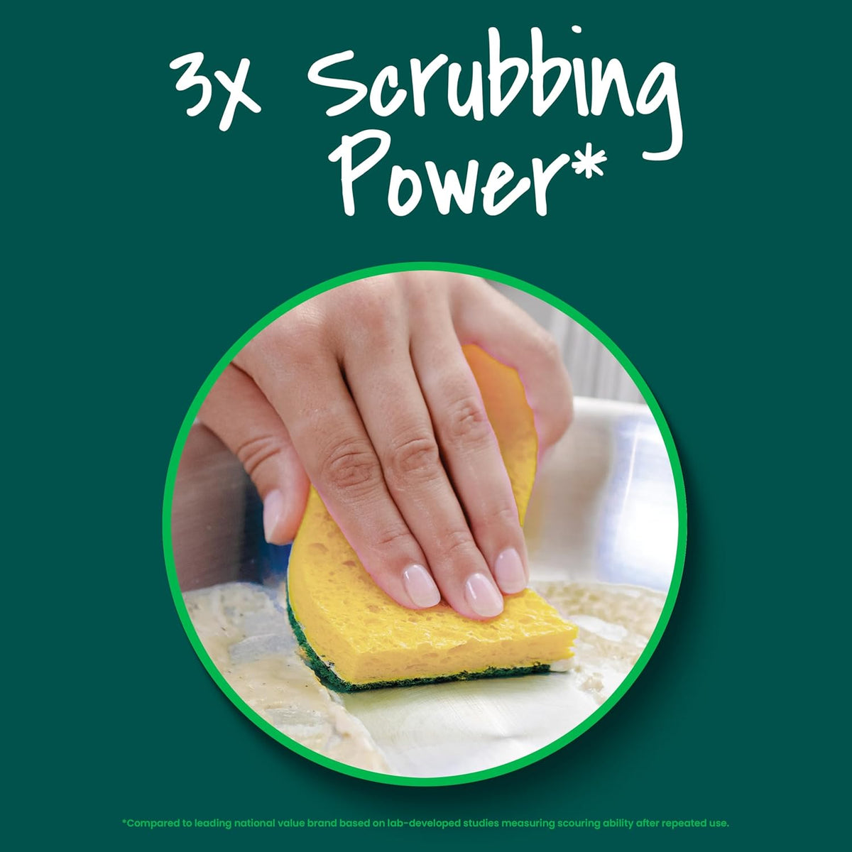 Scotch-Brite Heavy Duty Scrub Sponge, 45 Kitchen Sponges Designed for Tough Messes in The Kitchen that Last 3X Longer*, Best for Cast Iron Skillets and Outdoor Grills, Flexible, Durable, and Strong