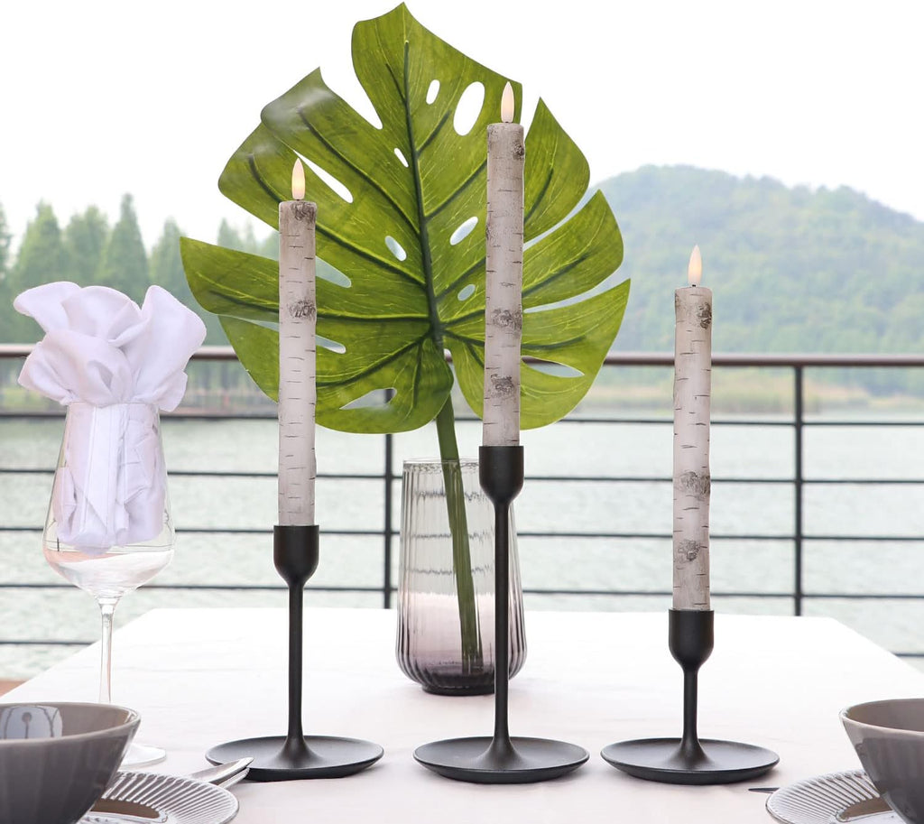Fanna Birch Flameless Taper Candles, Real Wax, Remote & Batteries Included