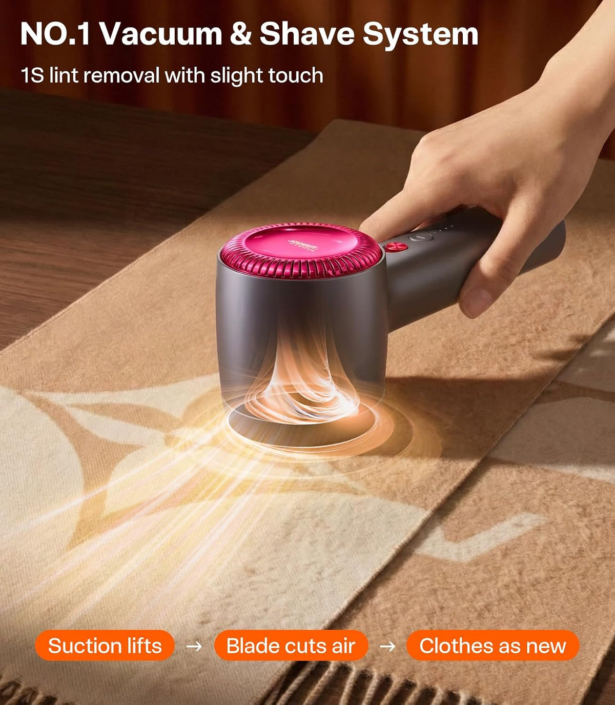 TORRAS Rechargeable Fabric Shaver Electric Lint Remover 3-Speed Remove Fuzz, Pilling for Cashmere, Wool, Clothes, Sweater, Coat, Furniture, Clothes depiller with Replacement Blades
