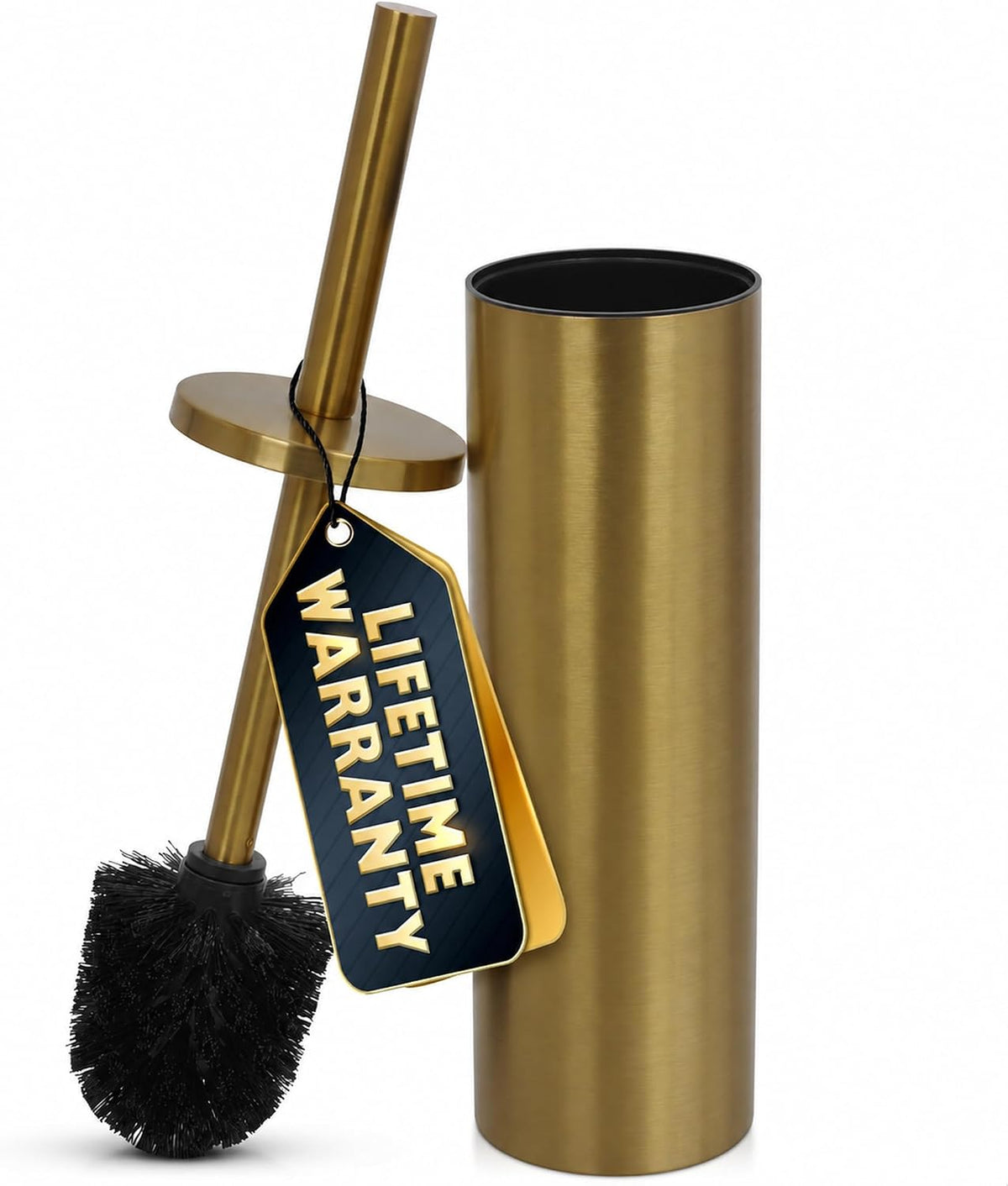 Toilet Bowl Brush and Holder Set, 15.7 in Matte Gold Stainless Steel