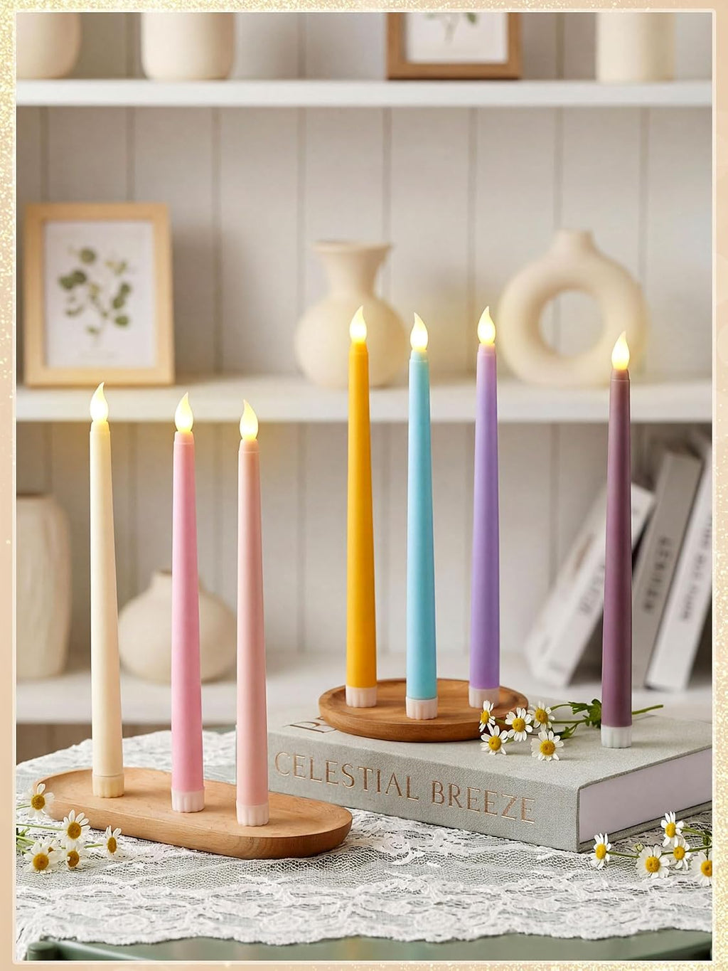 Retisee 30 Pcs 11 Inch Flameless Taper Candles LED Candles Bulk, Colorful