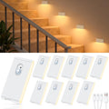 WILLED Rechargeable Night Light, Warm White Stair Lights Indoor, Wireless Motion Sensor Night Light, Stick On Lights for Stairs, Hallway, Stairway, Bathroom, Bedroom, Kitchen, 10 Pack