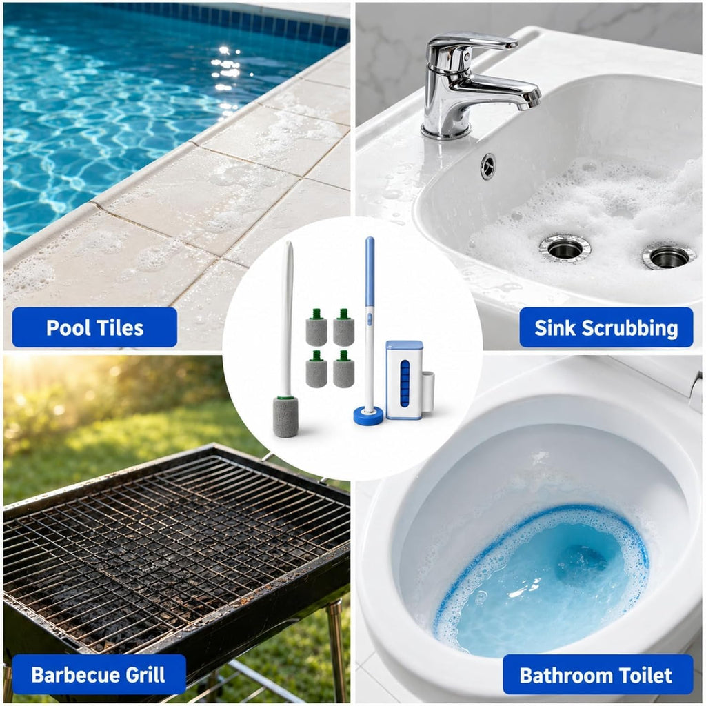 Disposable Toilet Brush 24 Refills & Pumice Stone Toilet Bowl Cleaner 5Pack