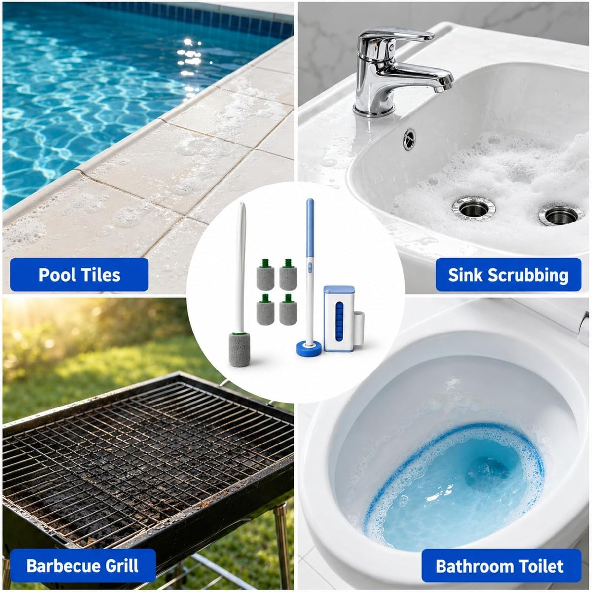 Disposable Toilet Brush 24 Refills & Pumice Stone Toilet Bowl Cleaner 5Pack