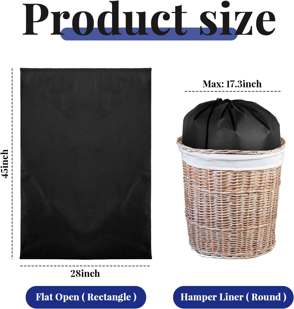 Woanger 24 Pack 28 x 45 Inch Extra Large Laundry Bags Bulk, Black