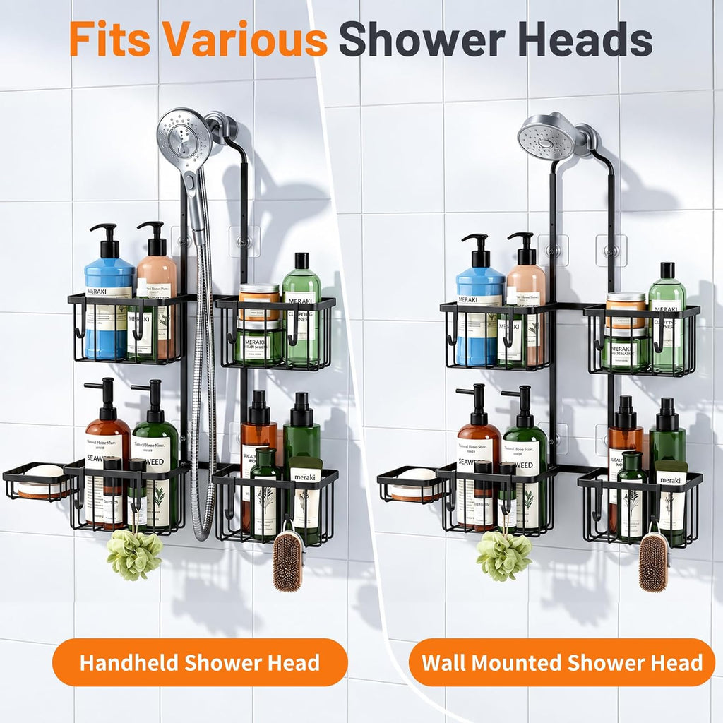 Luxspire Shower Caddy Hanging Overhead, Shower Organizer Hanging, Black