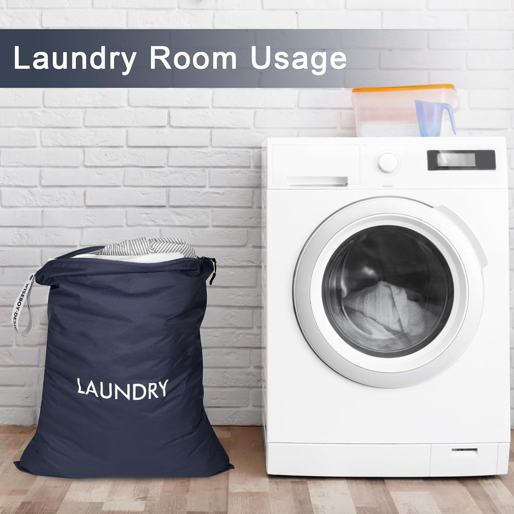 WiseBoy 2 Pack Laundry Bags, Travel Laundry Bag for Dirty Clothes, Zippered