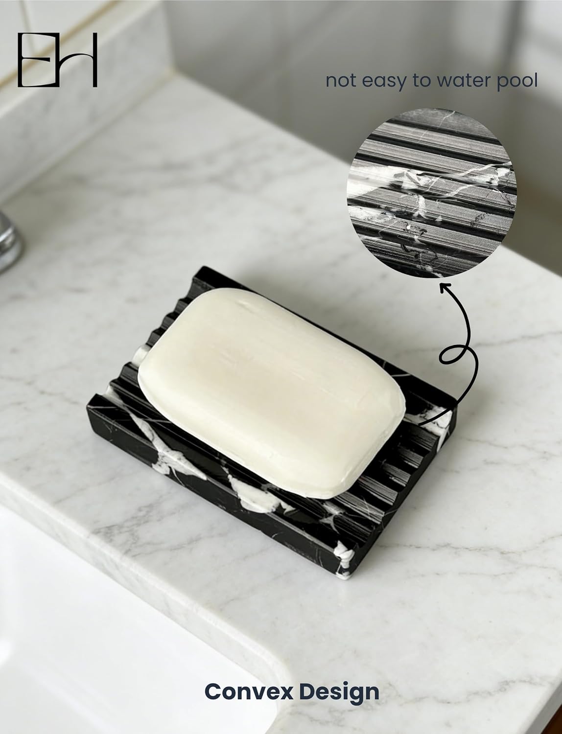 Marble Soap Dish and Tray, Soap Bar Holder for Shower Rectangular