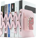 Adjustable Book Ends for Heavy Books, Cute Metal Heavy Duty Bookends for Shelves, Book Organizer for Kids Desk (Pink)