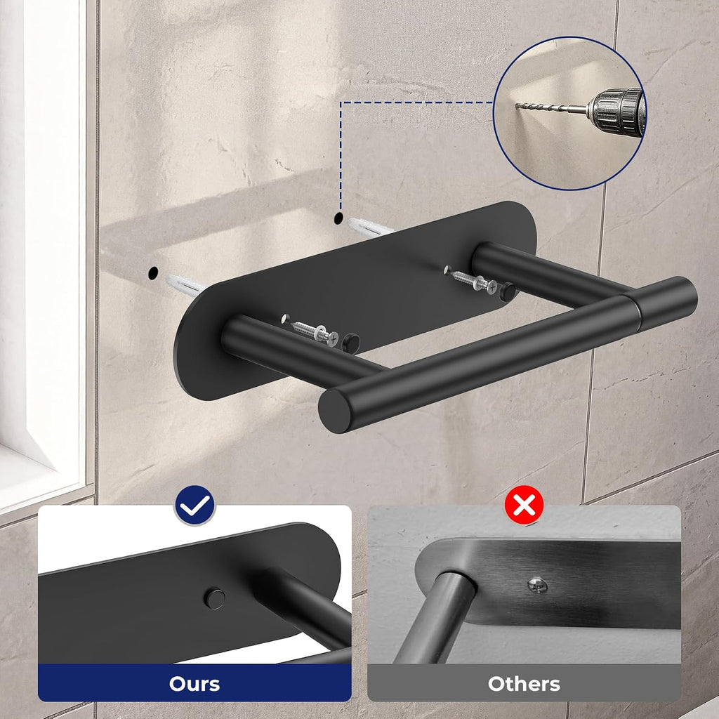 Adhesive or Screw Toilet Paper Holder, Matte Black Toilet Roll Holder