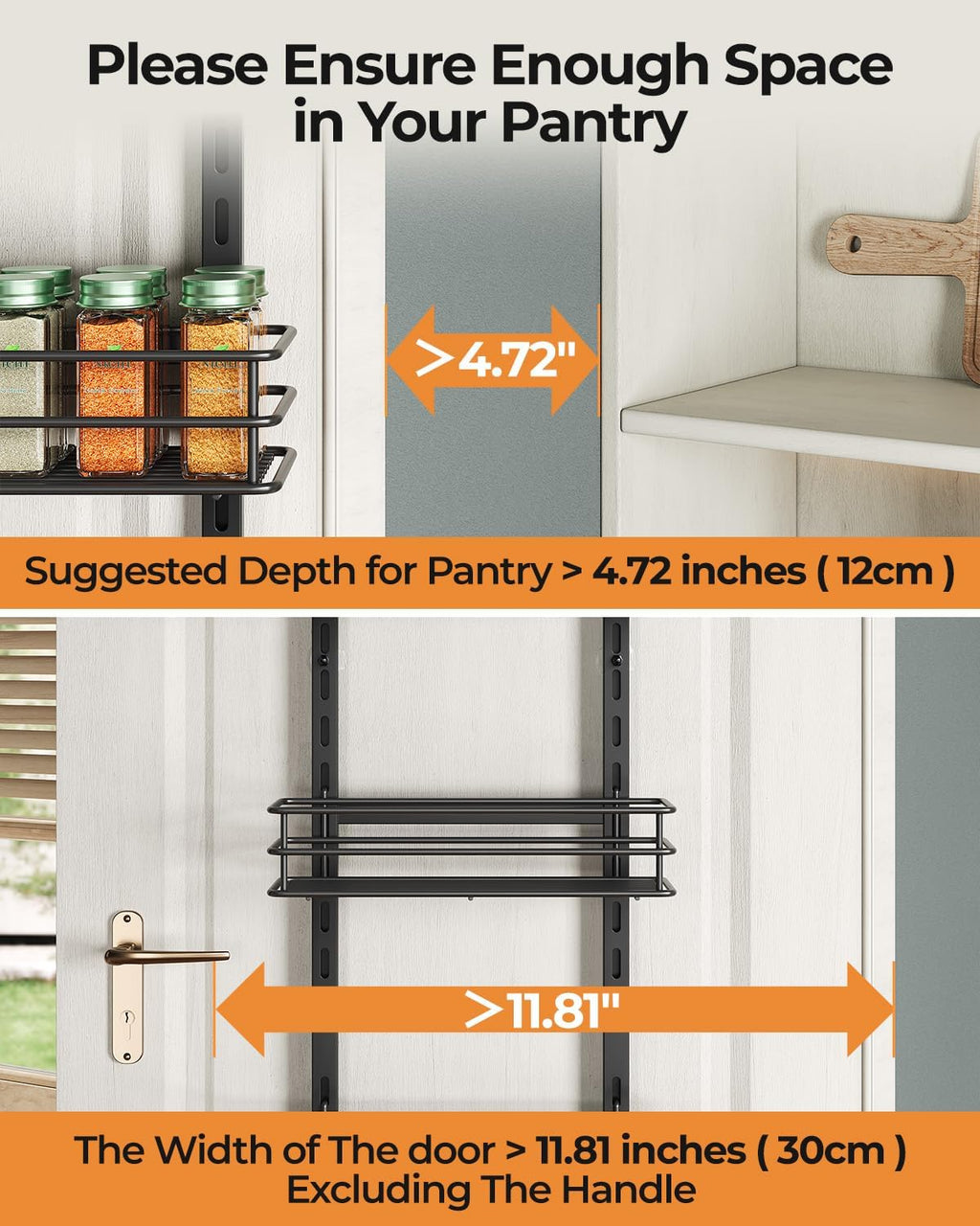 Over the Door Pantry Organizer 5-Tier,Spice Rack Organizer for Cabinet