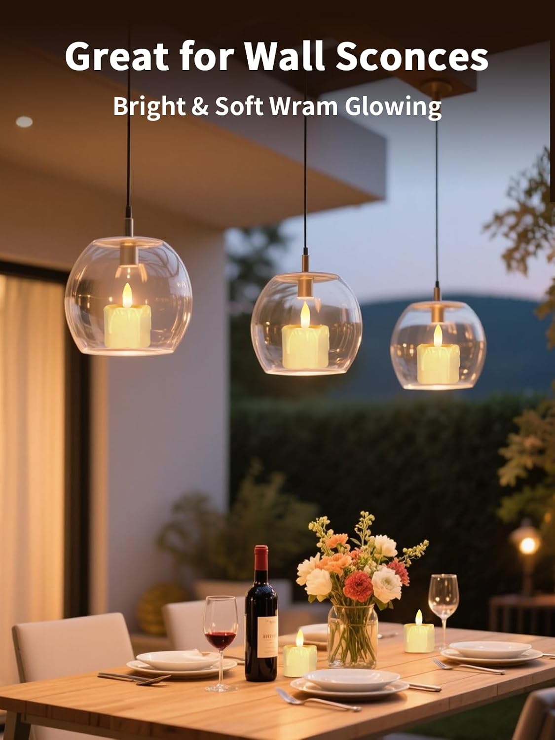 Votive Candles Battery Pperated, Rechargeable Flameless Tea Light Candles with Timer Remote 1.5"x2.2" Dripping Fake Electric Flickering Votive Candles for Halloween Wedding Party Home Decor ,6 pack