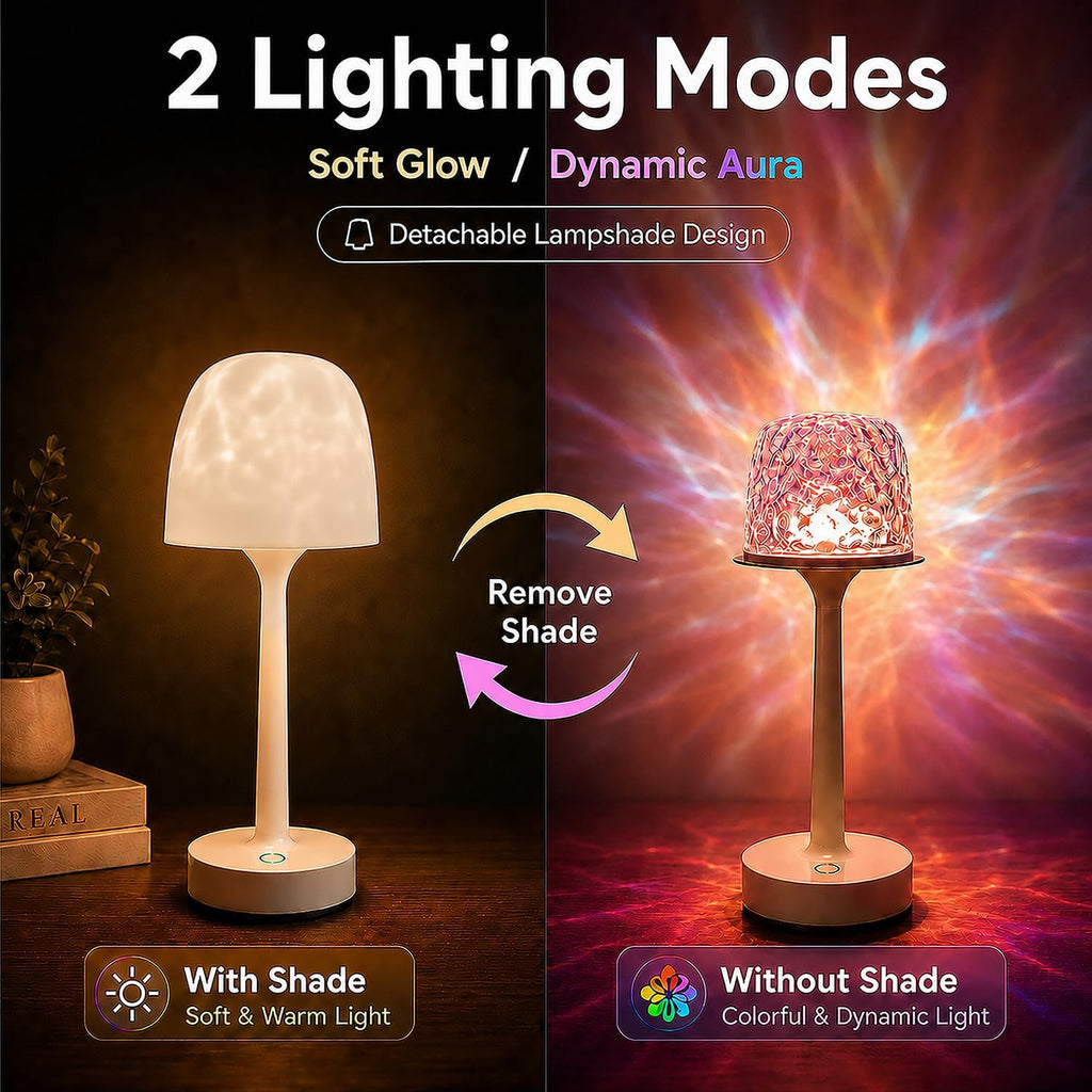 2-Pack Shower Lamp Waterproof Ocean Wave Projection Outdoor Table Lamps