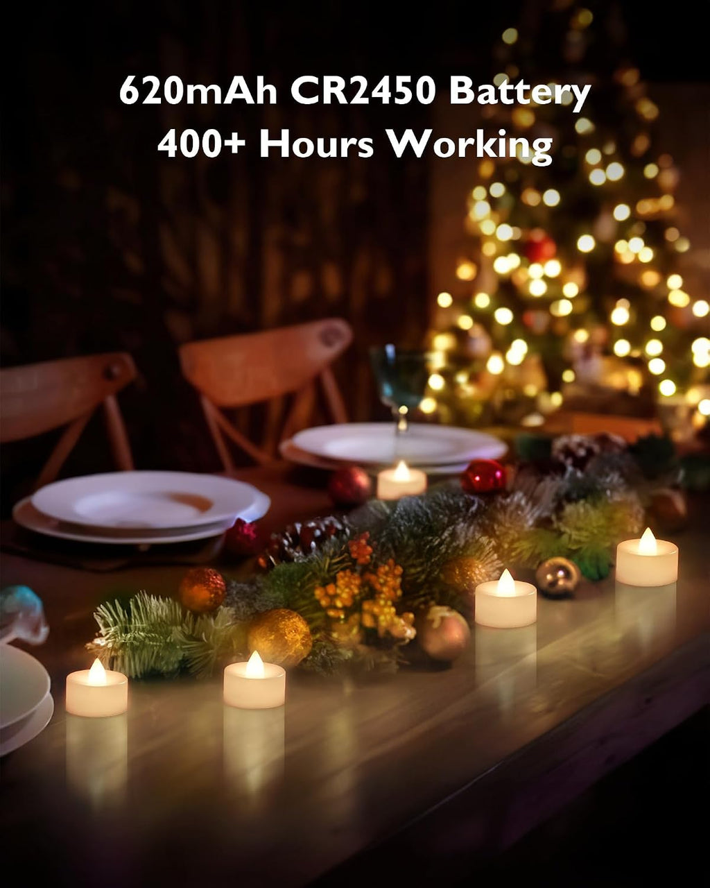 BEICHI 24Pcs Flameless LED Tea Lights with Remote & Timer,White Base,400Hrs