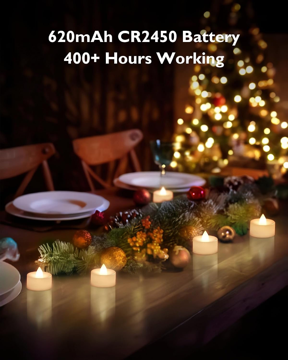 BEICHI 24Pcs Flameless LED Tea Lights with Remote & Timer,White Base,400Hrs