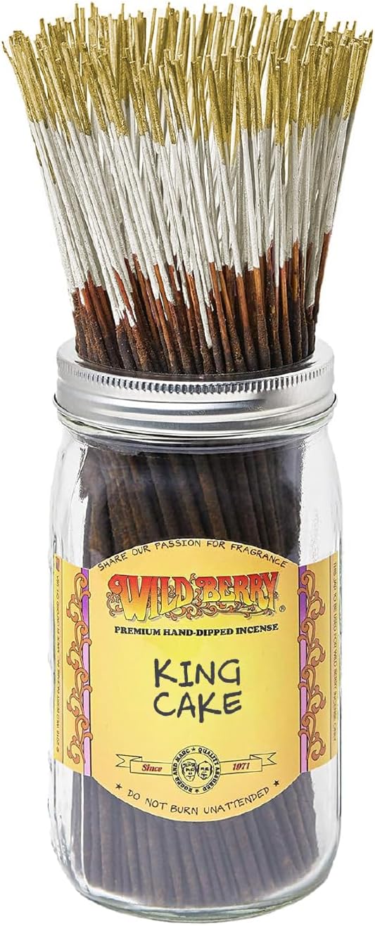 Wild Berry King Cake 11-Inch Incense Sticks, Hand Dipped, 100 Count