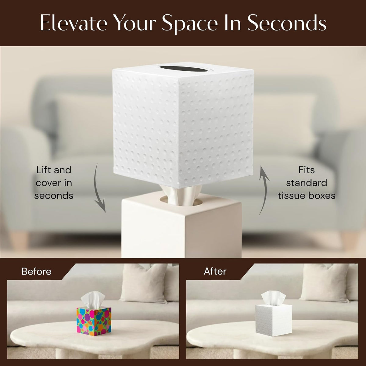 Monarch Abode Tissue Box Cover Square – Hand Hammered White Metal Tissue Holder Box for Bathroom Accessory, Aesthetic Decorative Facial Napkin Cube for Modern Home Decor