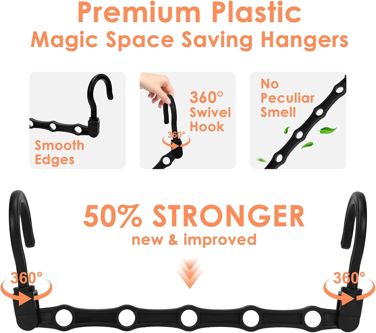 Closet Organizers and Storage, Magic Space Saving Hangers for 60 Heavy Clothes, College Dorm Room Essentials, Sturdy 360° Swivel Hooks Cascading Hanger, Bedroom Home Organization Essentials, 12 Pack