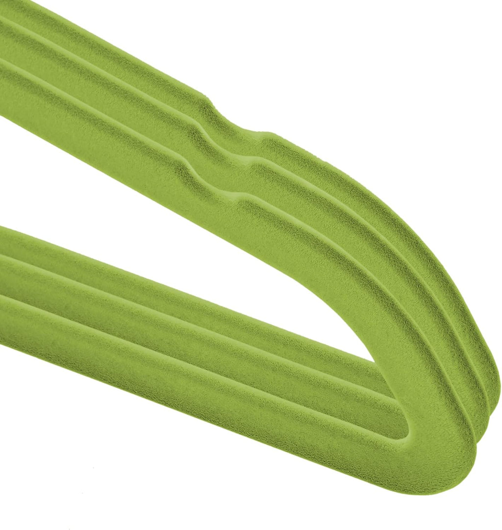 Casafield 100 Velvet Baby Hangers - 11" Size for Infant & Toddler Clothes - Lime Green