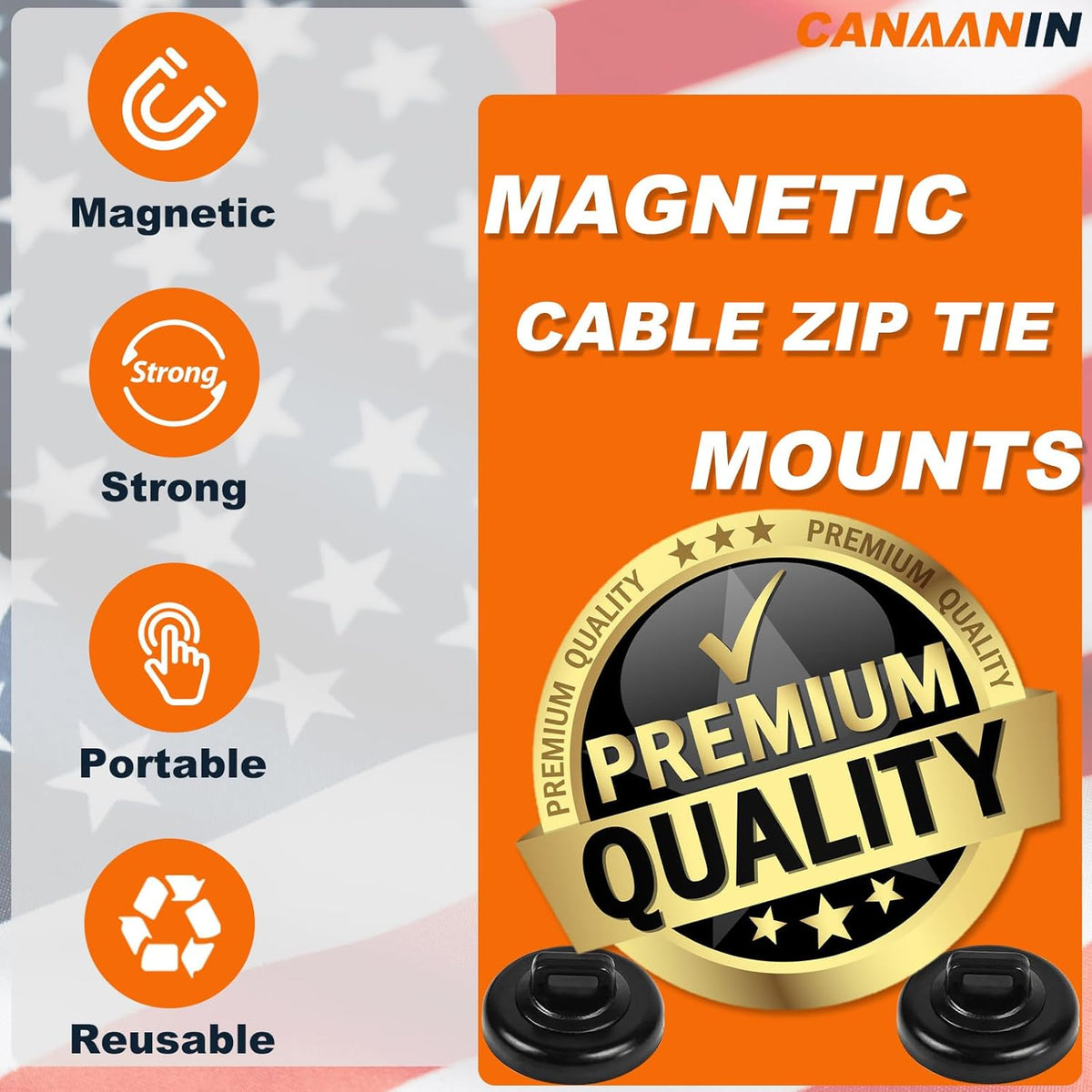 Magnet Zip Tie Mount Clips Magnetic Zip Ties Mount Base Holder Strong Wire Cable Holder Mount Wire Clips Management for Home Office Marine Electrical Wiring (D19 10 Pcs)