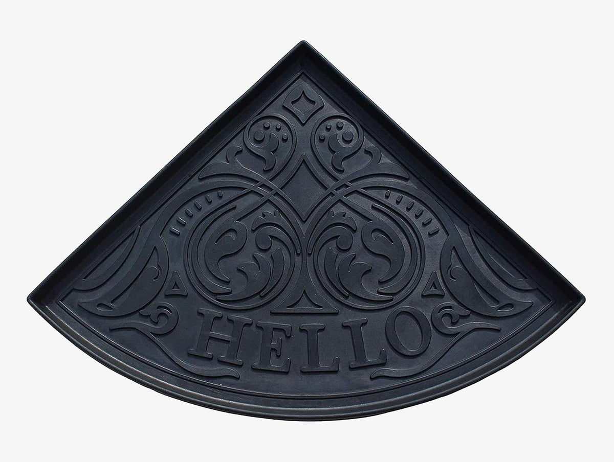 A1HC Heavy Duty Flexible and Durable 100% Rubber Hello Triangle Boot Trays Multi-Purpose for Shoes, Pets, Garden - Mudroom, Entryway, Garage and Scraper Doormat 21.6" X 21.6"