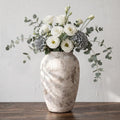 DOWAN 8.3'' Rustic Vintage Ceramic Vase for Home Decor, Distressed Minimalist Textured Farmhouse Accent for Living Room, Table, Shelf, Mantel & Entryway, Decorative Flower Vase, Gray