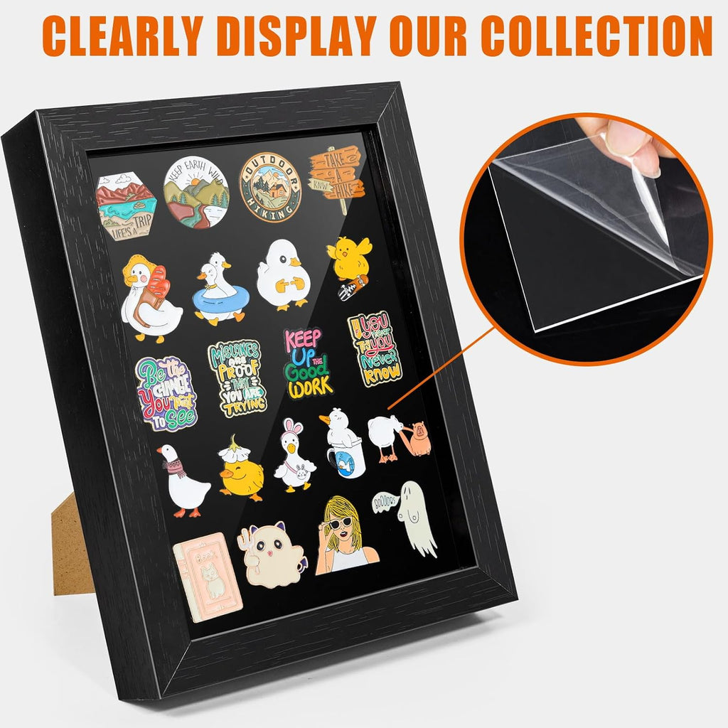 tutata 7x9 Pin Display Frame, Wall & Desktop Mount Shadow Box, Black