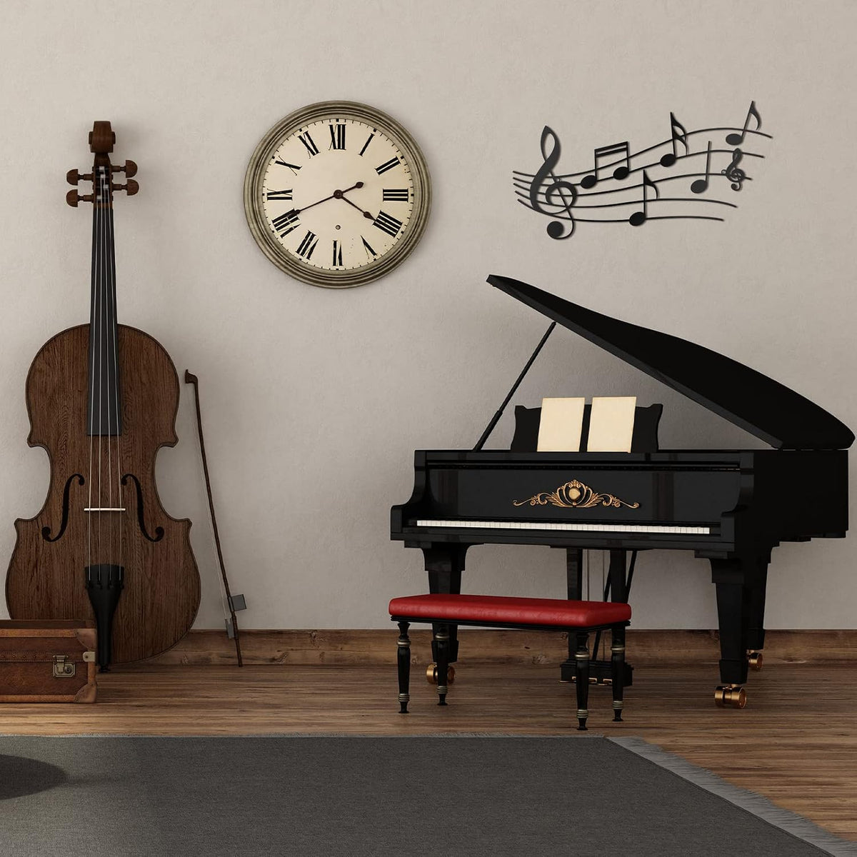 Zhengmy Metal Music Note Wall Art Decor Black Musical Note Wall Art Sign