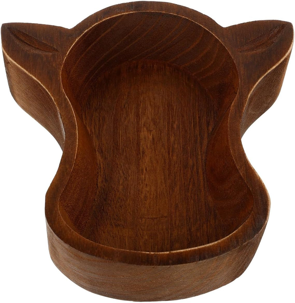 PRETYZOOM Cow Head Wood Serving Bowl 7.75 Inch Rustic Fruit Bowl Nut Dish Decorative Snack Plate for Home Kitchen Dining