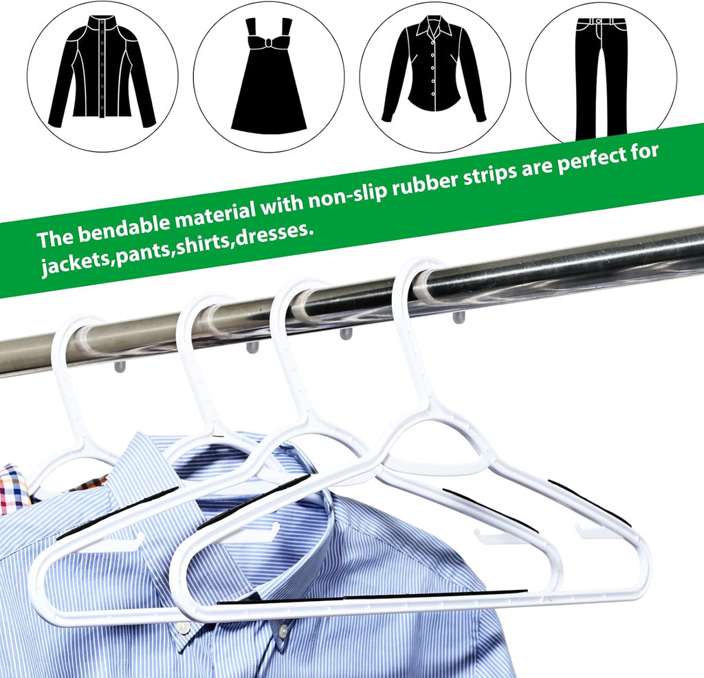 Plastic Clothes Hangers 30 Pack, Hangers with Grip Black