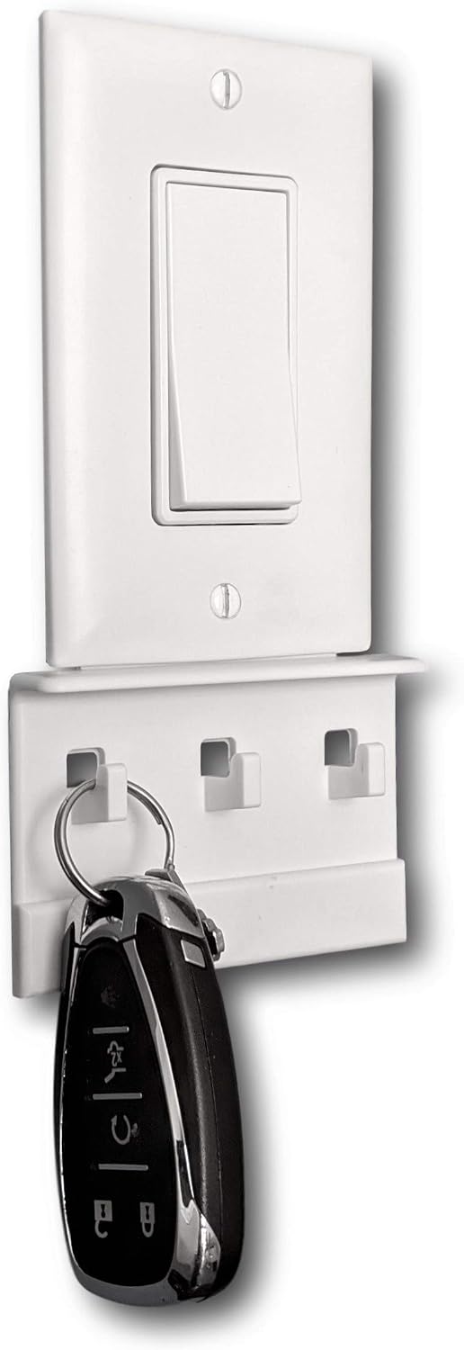 Mount Genie® Key Holder | Light Switch Mount | No Screws/Tape | White 2Pack