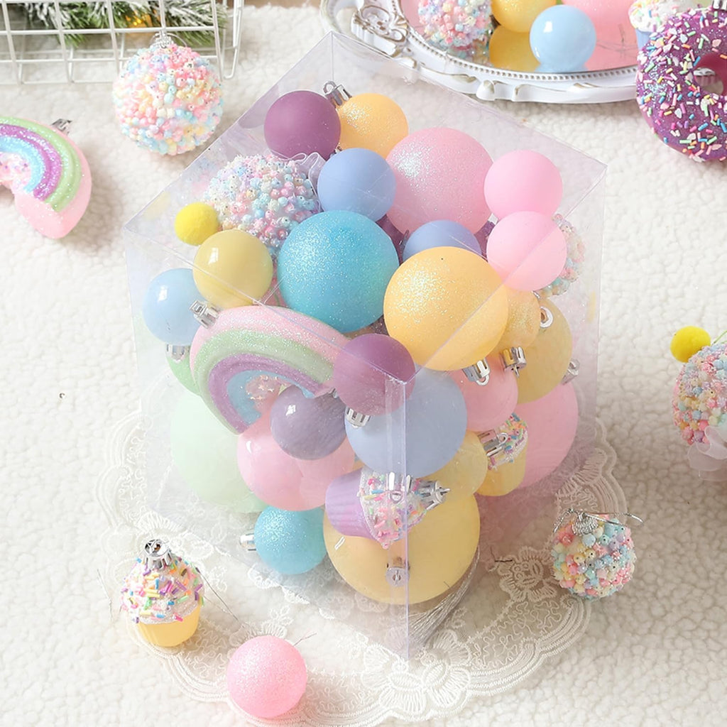 46 Pcs Pastel Color Christmas Ornament Set for Xmas Tree Decor