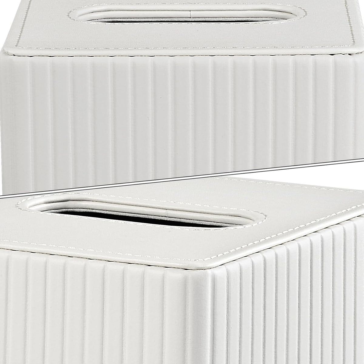 PU Leather Tissue Box Cover Square Tissue Box Holder for Bathroom Vanity Countertop Night Stands Bedroom Office Desk,Modern Tissue Decorative Organizer with Magnetic Closure,Cream