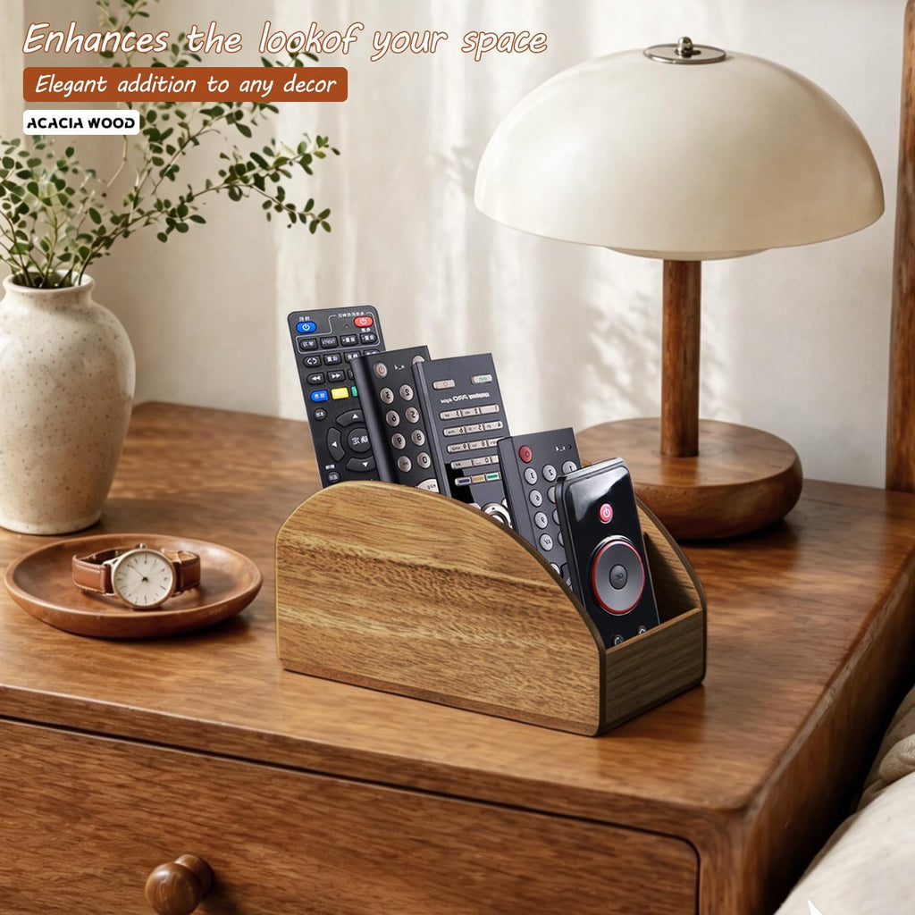 Wood TV Remote Control Holder, Cute Pen/Pencil Holder, Desktop Organizer