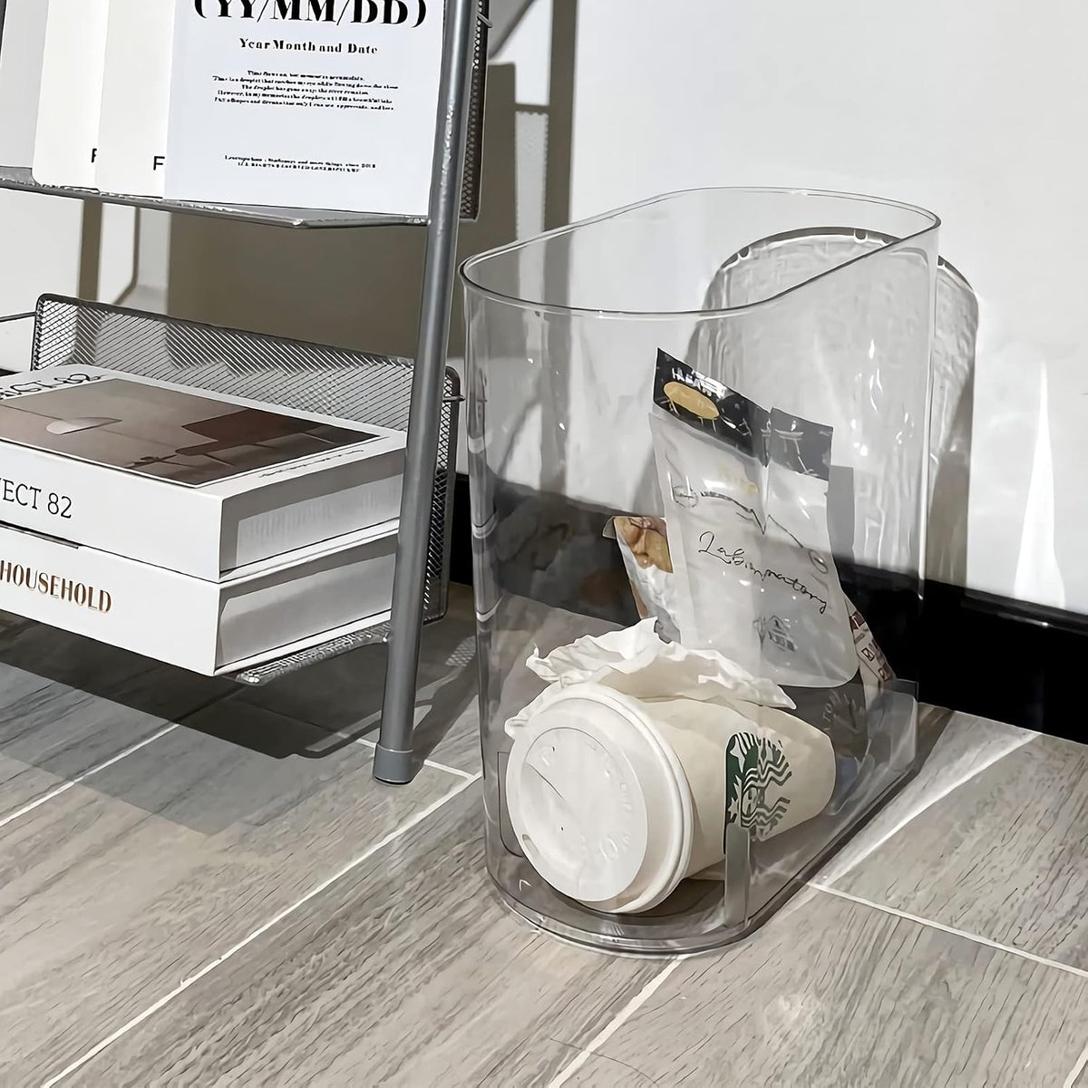 Anyoifax Small Trash Can Slim Garbage Can 3 Gallon Waste Basket, Clear