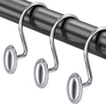 AmazerBath Chrome Shower Curtain Hooks, 12PCS Rust Proof Shower Curtain Rings, Decorative Modern Shower Curtain Hangers, Elliptical Heavy Duty Design Convenient for Bathroom Kitchen Wardrobe