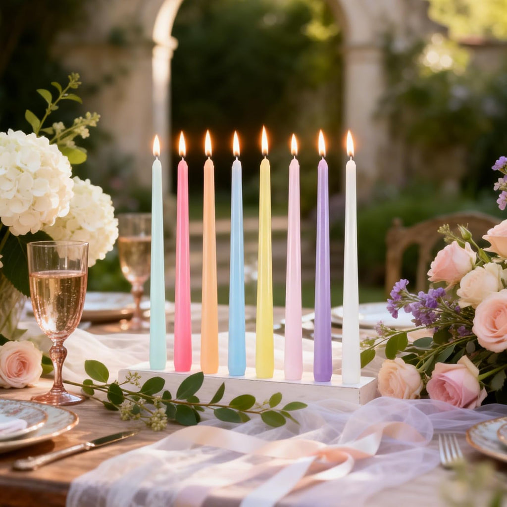 32 Pack Pastel Taper Candles, 10 Inch Colorful Candlestick