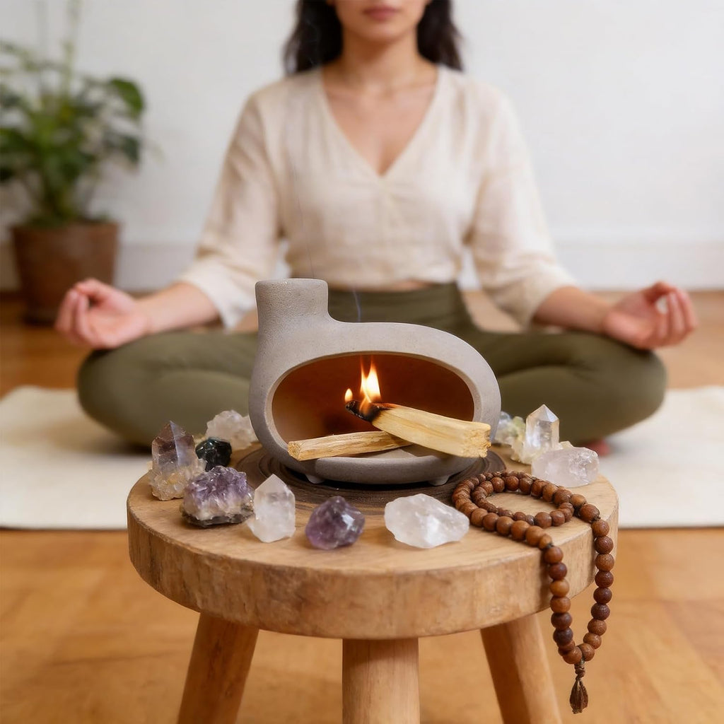 MOUGIGI Mini Chiminea Smudge Stick Holder, Sage and Palo Santo Holder Bowl