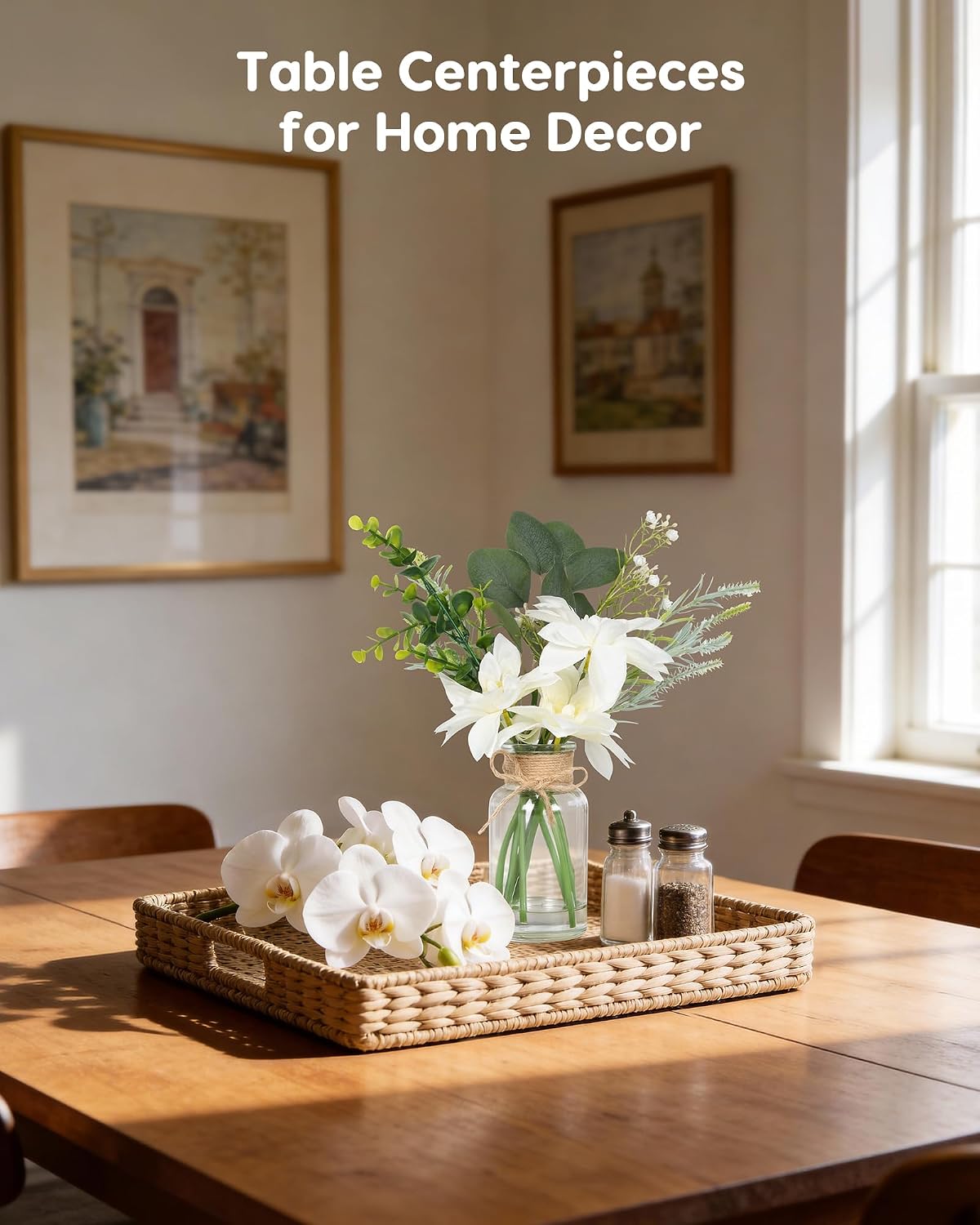 Velener Artificial Flowers with Stems Fake Flowers in Vase with Faux Water, Fake Plants for Home Decor, Office Kitchen Bathroom Farmhouse Living Room Coffee Table Faux Centerpieces for Tables-1 Pack