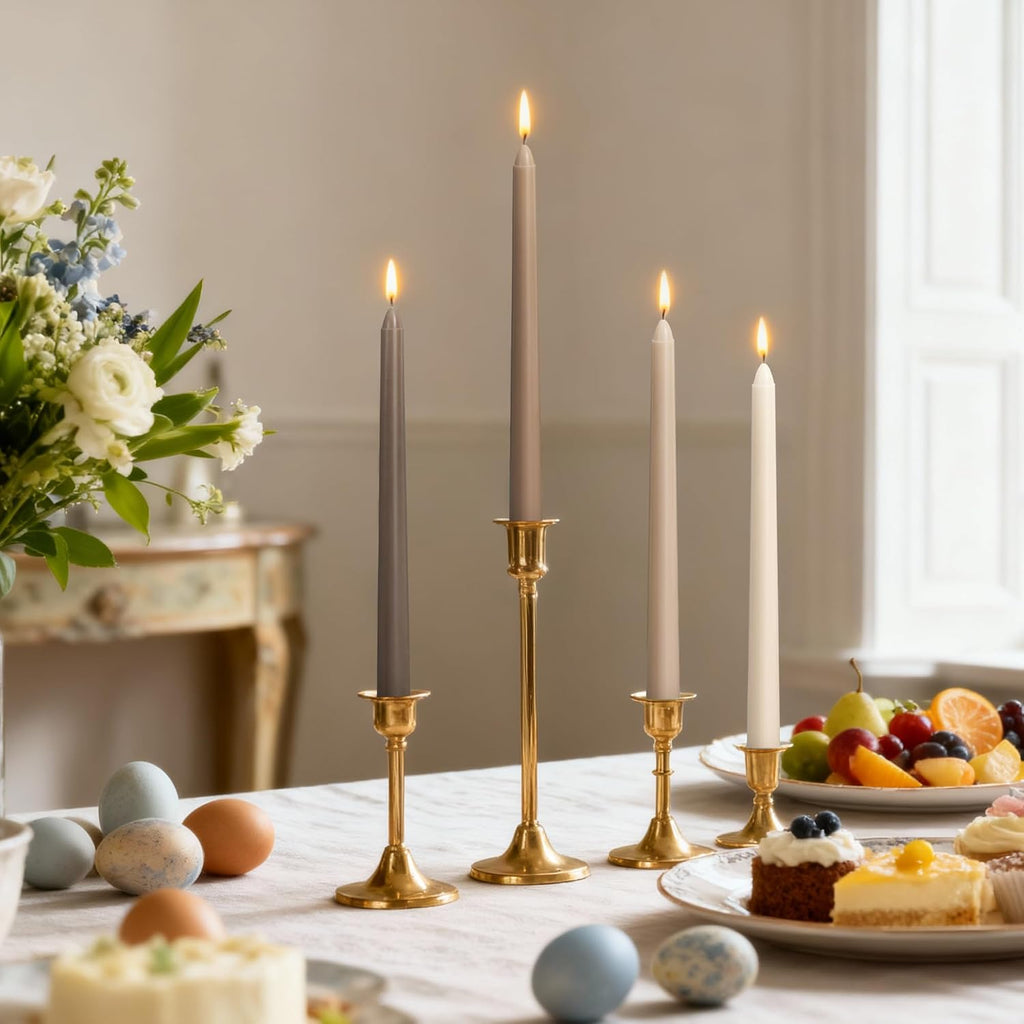 Viyffo 10 Inch Taper Candles-20 Pack Brown, Unscented, Smokeless