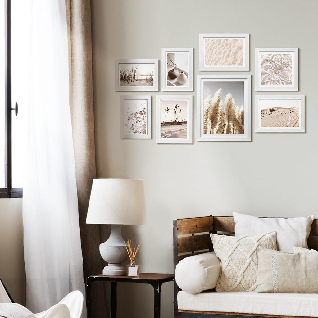 ArtbyHannah Gallery Wall Frame Set, 8 Pack White Picture Frames, Small