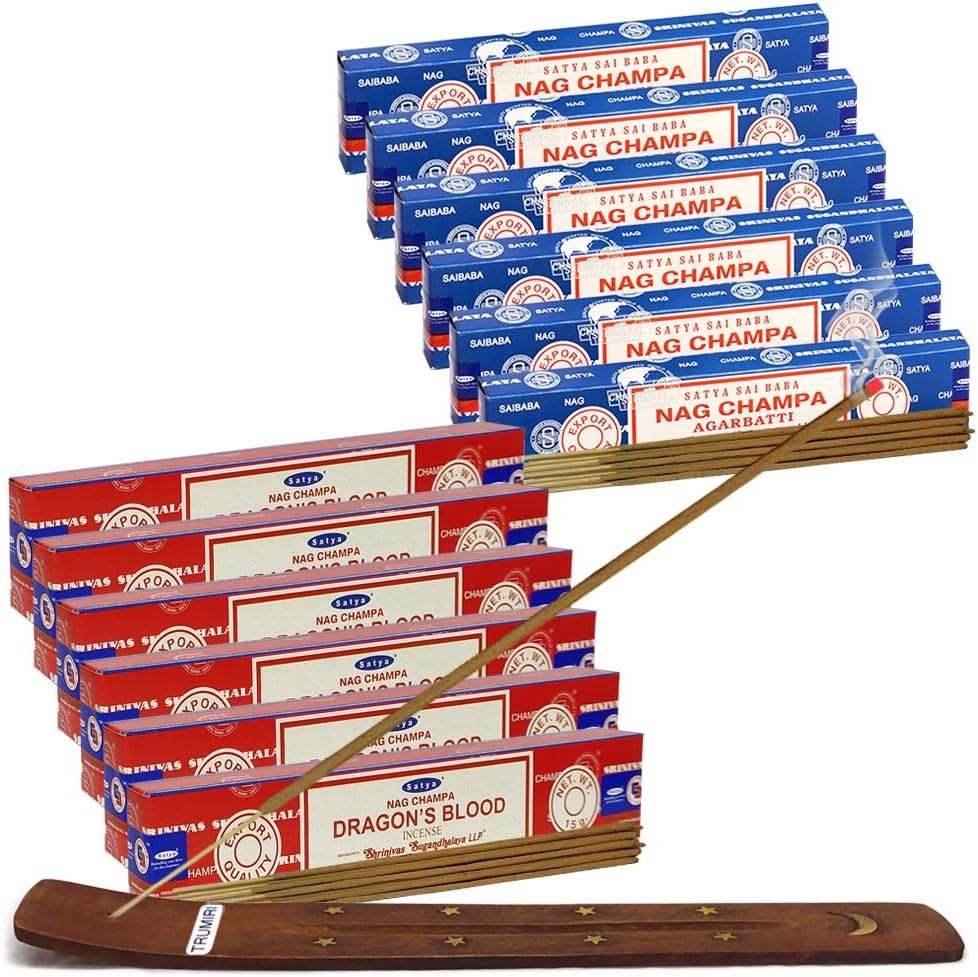 Nag Champa Incense Sticks And Dragon'S Blood Incense Sticks With Incense Holder Bundle For Home Fragrance And Spiritual Décor