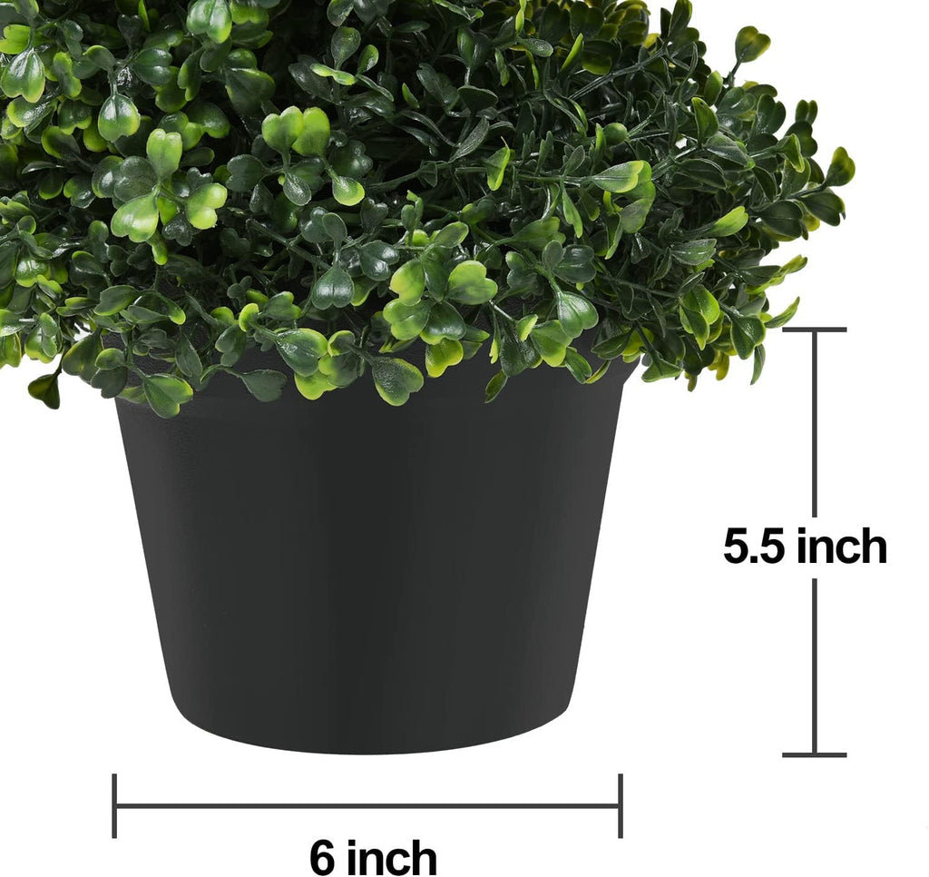 Lvydec 2 Pack Artificial Boxwood Topiary Tree, 3ft Topiary Plants Potted Trees Decoration for Front Porch Home Living Room, Indoor/Outdoor Use