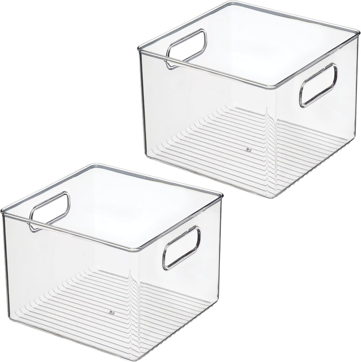 iDesign Pantry Storage Bin with Handles for Kitchen Cabinets or Fridge - Set of 2 - Clear - Made in USA