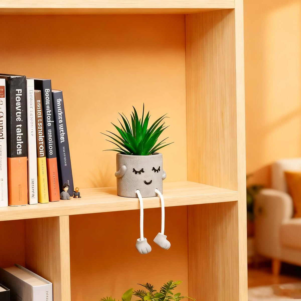 Fake Plant Artificial Succulent Plant with Mini Pot Tiny Decor Plant for Indoor Bathroom Windowsill Kitchen Office Desk Shelf Accessories 2PCS