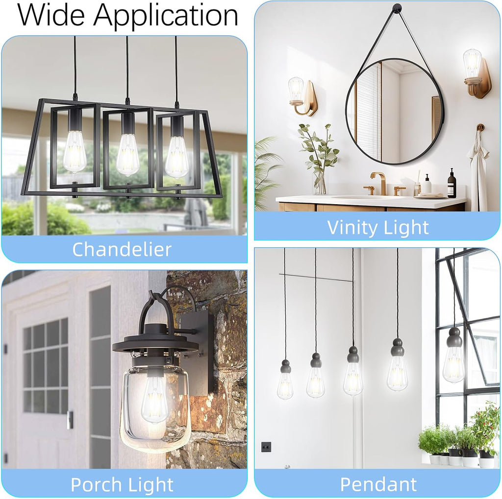 LED Edison Bulbs Dimmable, E26 Bulb 60 watt Equivalent, Cool White 4000K
