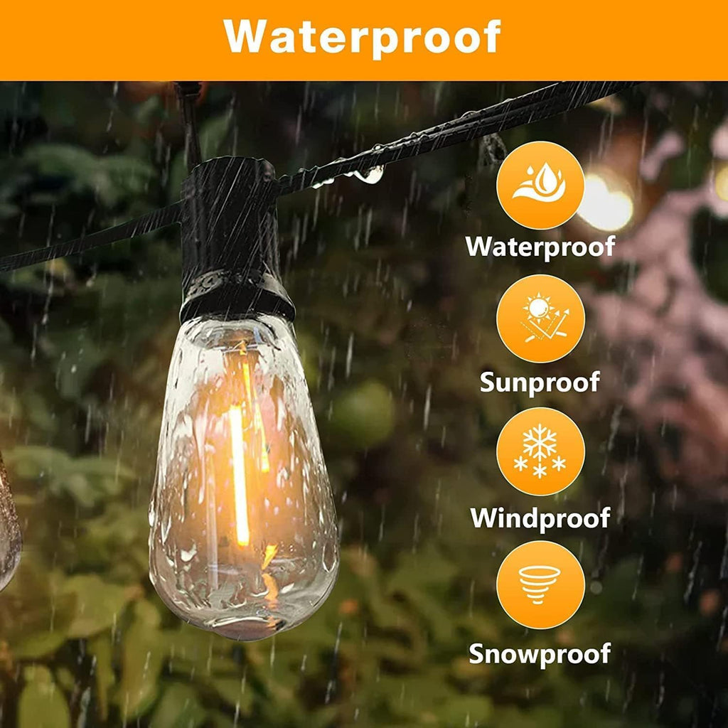 GLUROO Outdoor String Lights, 30FT LED Outdoor Patio Lights Waterproof with 15+1 Vintage Bulbs Shatterproof Energy Saving,2700K Hanging Edison String Lights Outside for Backyard,Bistro,Camping,Gazebo