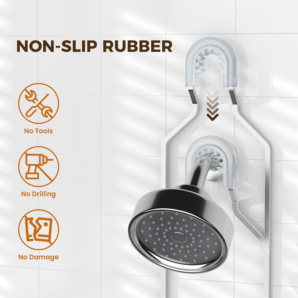 REINHARDT Split Shower Caddy Hanging for Handheld Showerheads, Silver